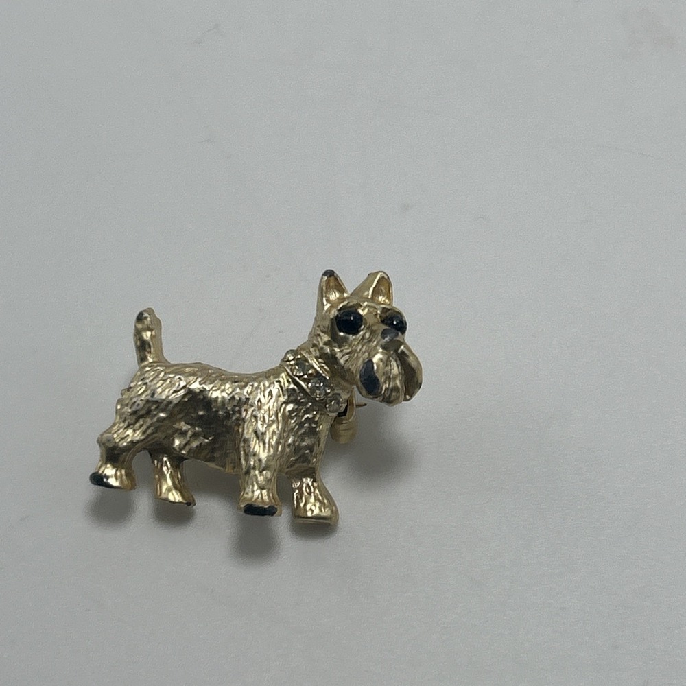 Vintage Scottish Terrier Dog Pin Metal Yellow/Gold - Picture 7 of 10